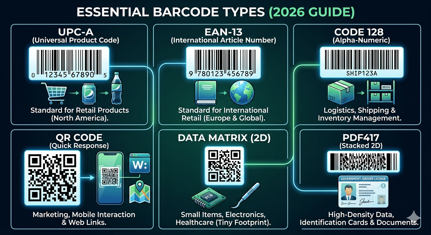 Types of Barcodes Explained: Which One Should You Use? (2026 Guide)
